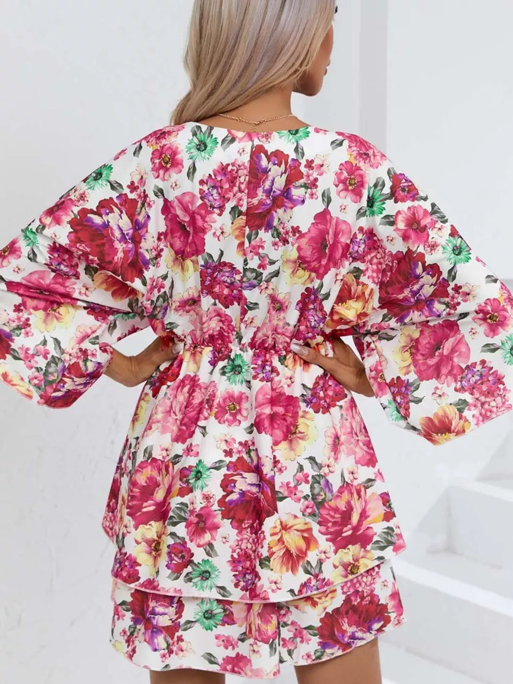 Floral Print Layered Ruffle Hem Mini Dress, image 3