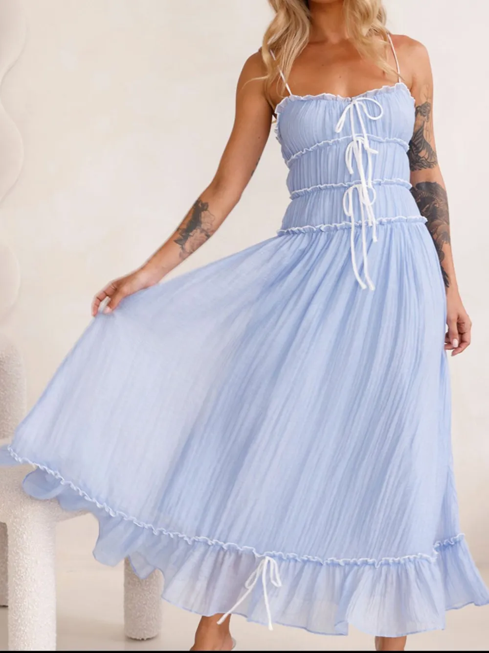 Frill Ruffled Hem Midi Cami Dress, image 8