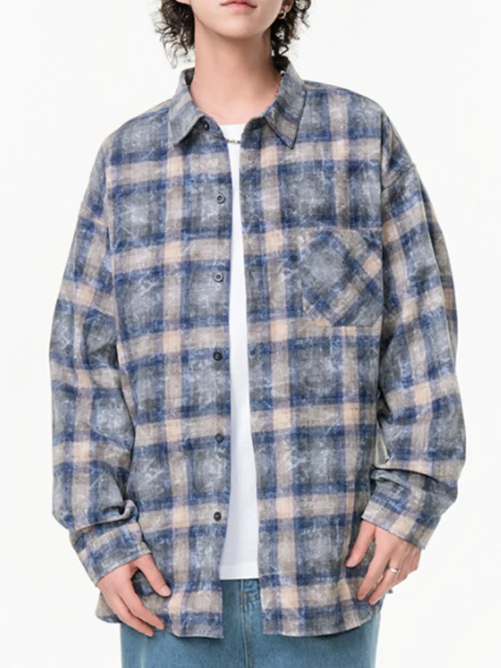 Men's Plus Size Plaid Button Up Long Sleeve Shirt, image 3
