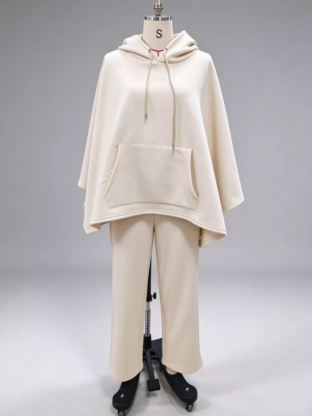 Hooded Poncho and Wide-Leg Pants Set, image 3