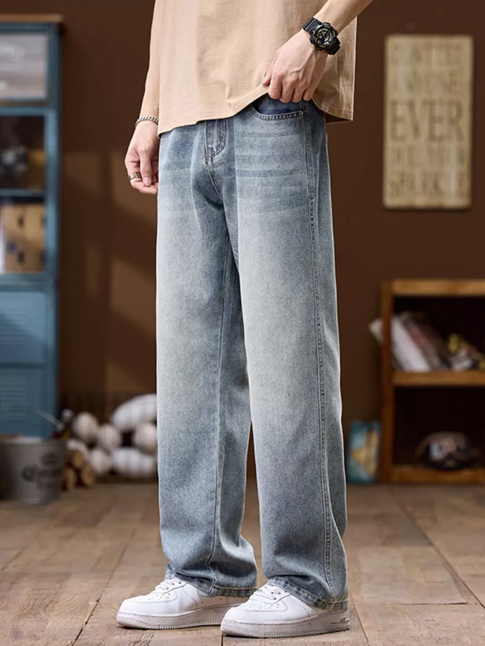 Men's Wide Leg Jeans, image 2