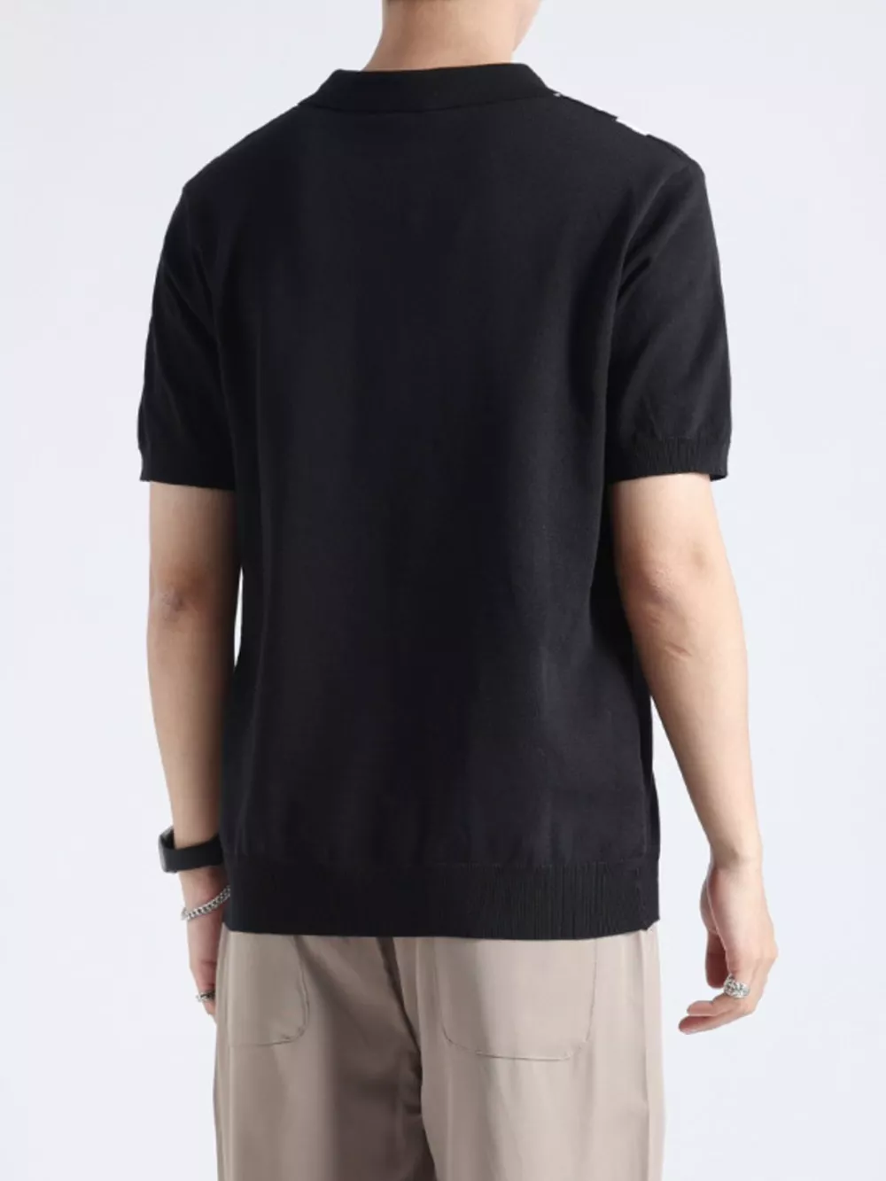 Men's Plus Size Geometric Pattern Knitted Polo, image 5