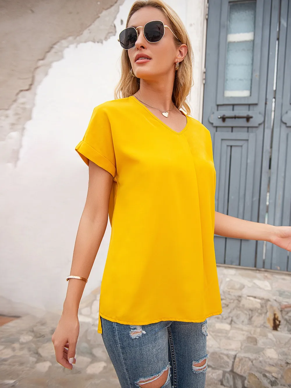 V-Neck Short Sleeve T-Shirt, image 7