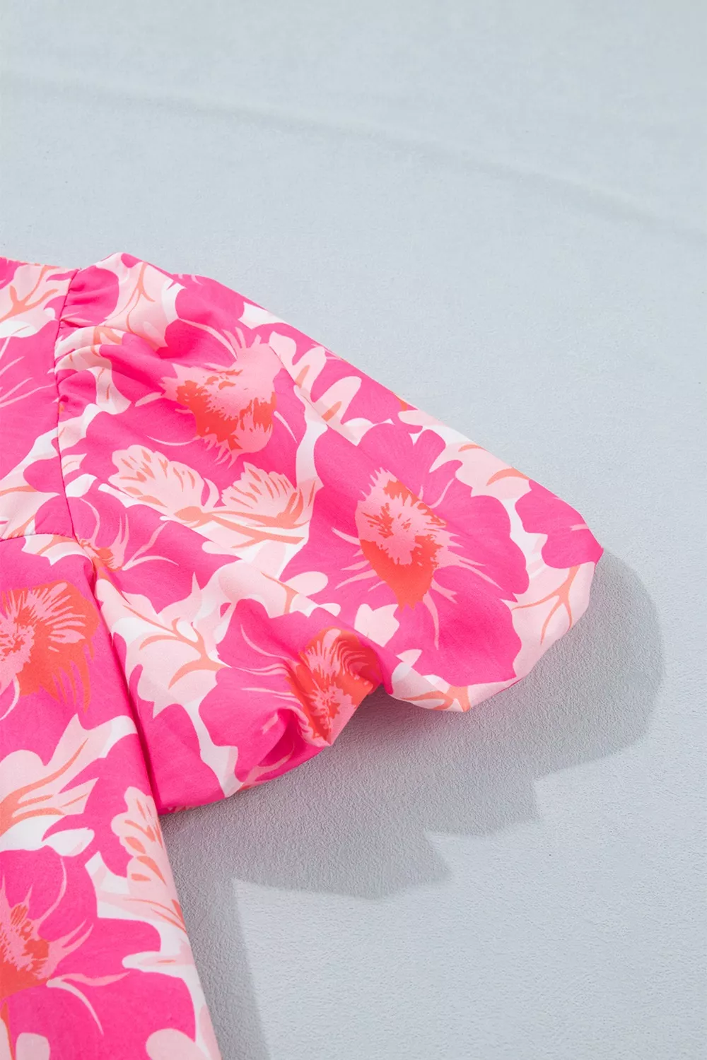 Short Bubble Sleeve Summer Floral Blouse, image 6