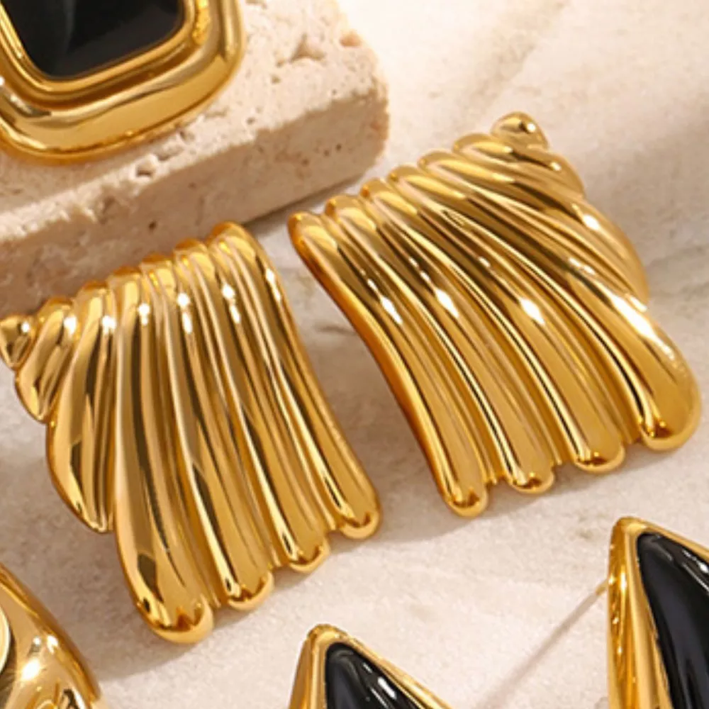 18K Gold-Plated Stainless Steel Minimalist Stud Earrings, image 4