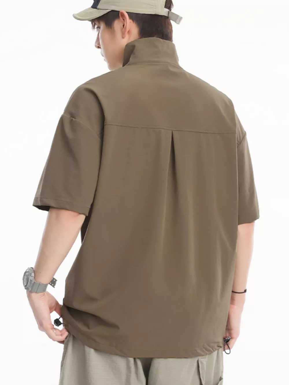 Men's Plus Size Half-Zip Half Sleeve Top, image 3