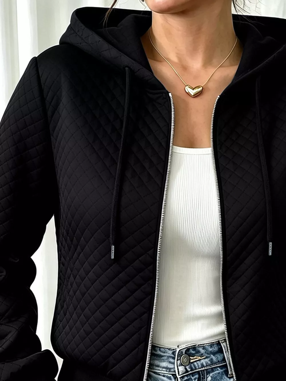 Hooded Zip-Up Texture Jacket, image 2