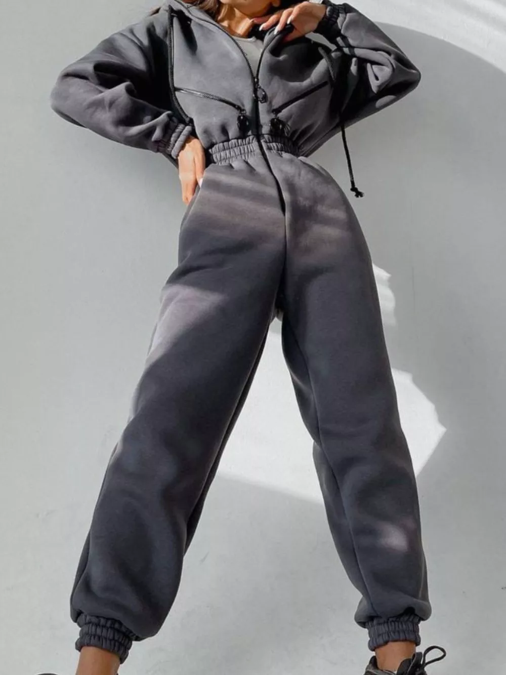 Hooded Zip-Up Long Sleeve Jumpsuit, image 11