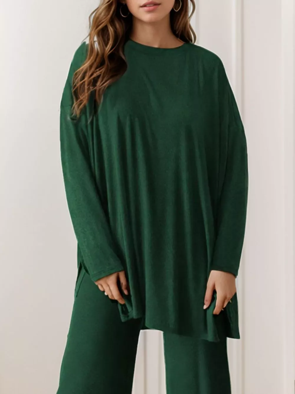 Casual Loose Long Sleeve Top and Wide Leg Pants Set, image 25