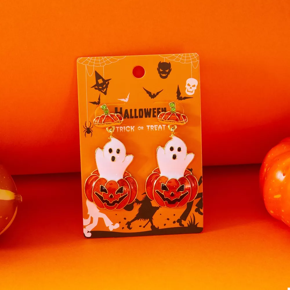 Halloween Ghost Pumpkin Dangle Earrings, image 4