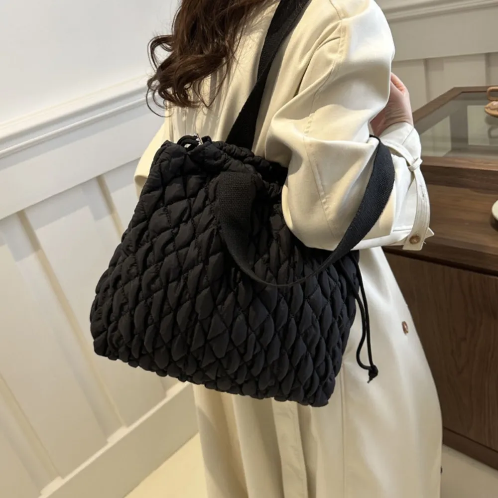 Drawstring Bubble Texture Tote Bag, image 12