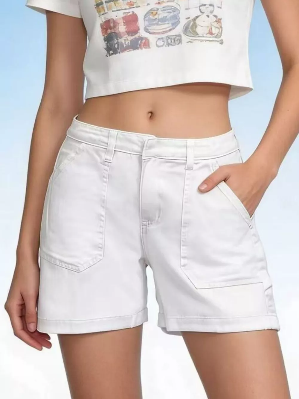 Pocketed Denim Shorts, image 2