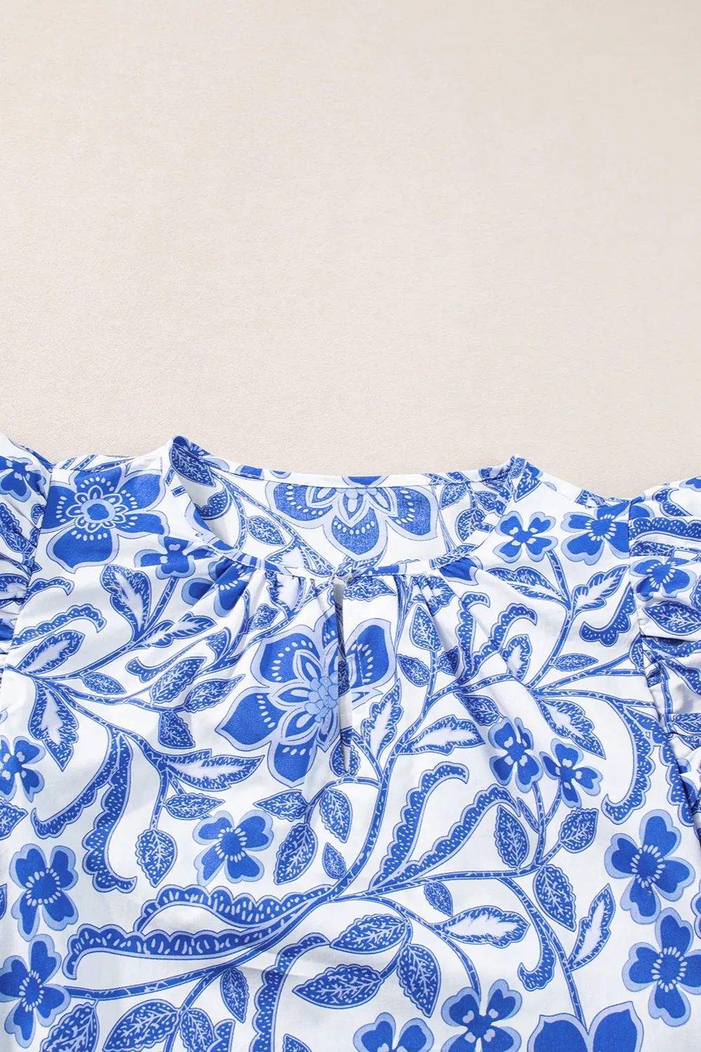 Printed Notched Half Sleeve Blouse, image 2