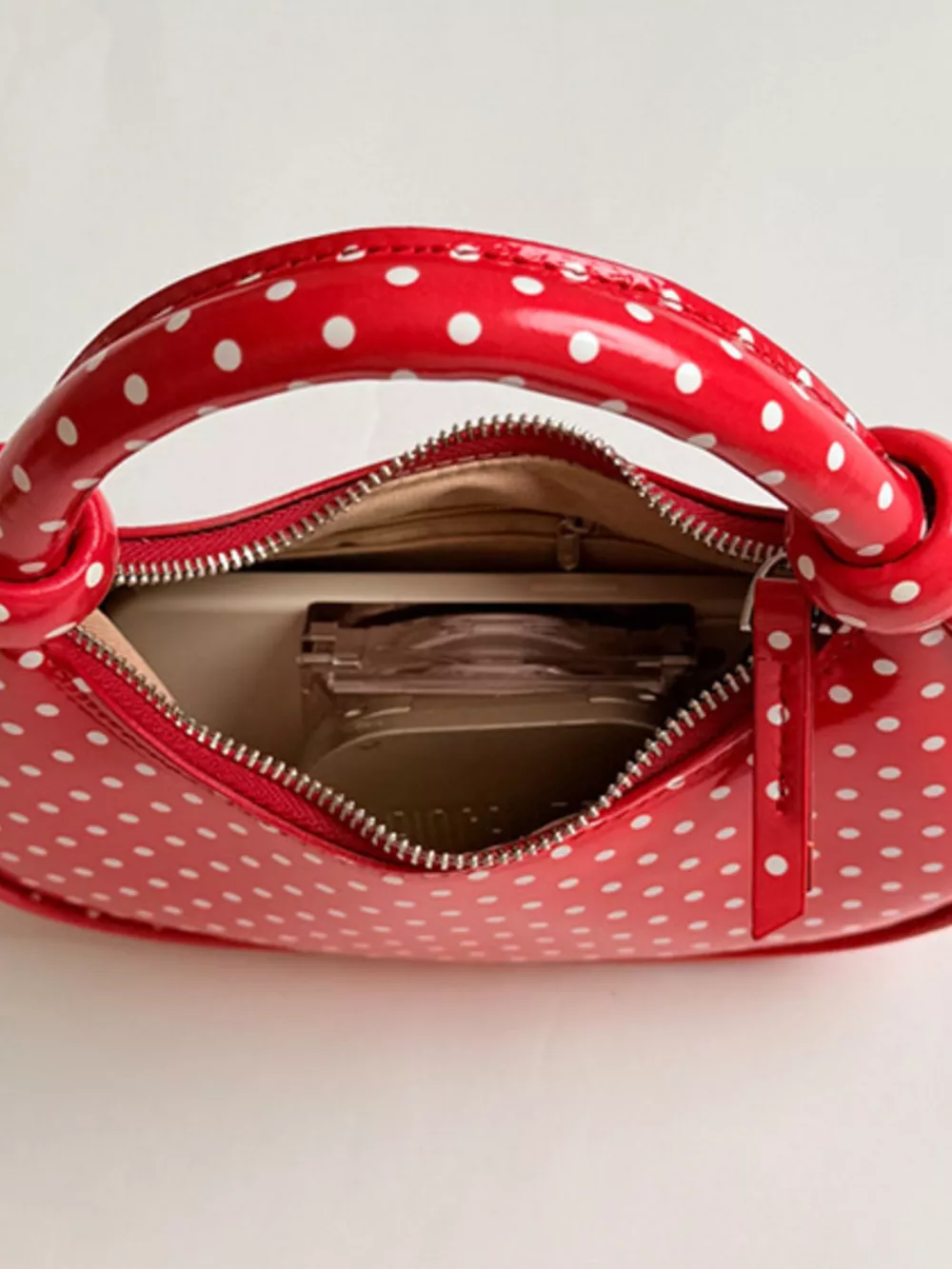 Polka Dot Crescent Crossbody Bag, image 8