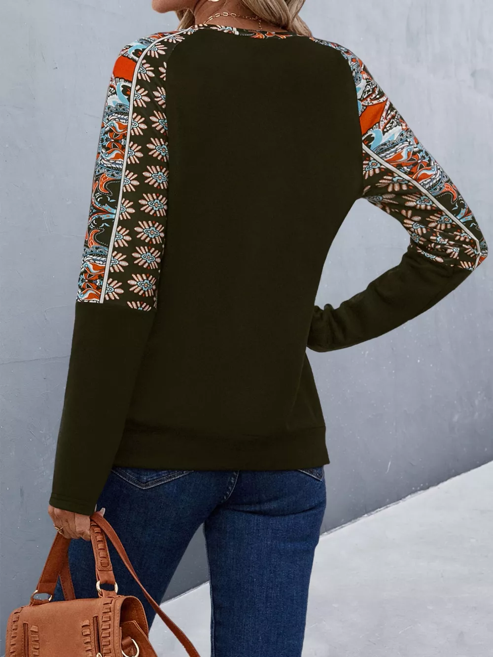 Printed Raglan Sleeve Round Neck T-Shirt, image 4