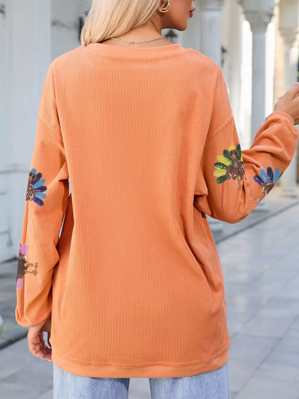Turkey Graphic Corded Baggy Sweatshirt, image 2