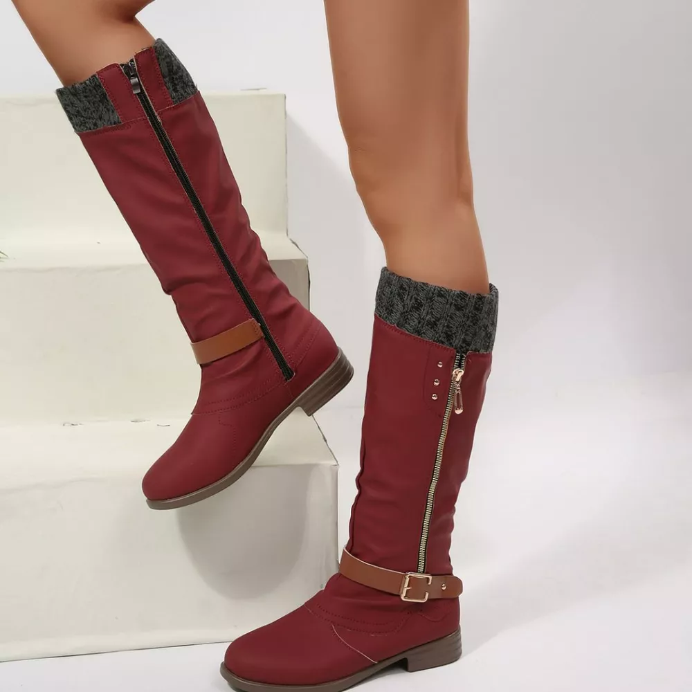 Round Toe Block Heels Boots, image 4