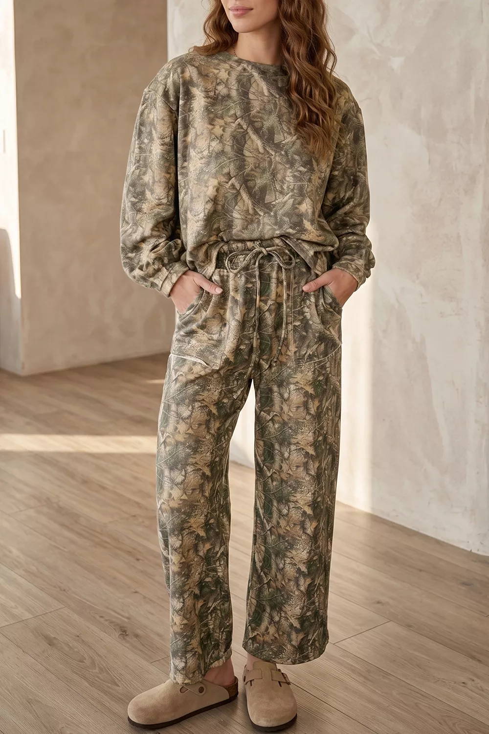 Abstract Print Long Sleeve Pant Set