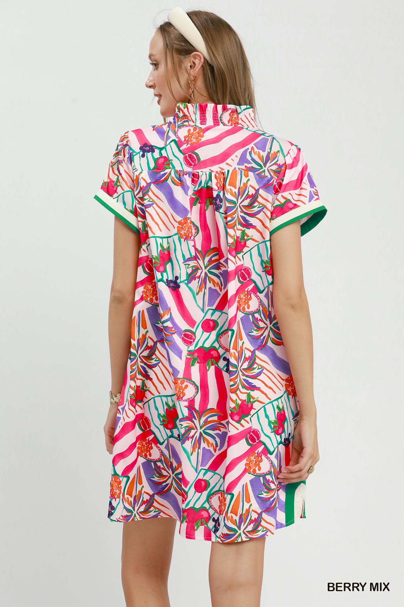 Tropical Print Collared Shift Dress, image 3