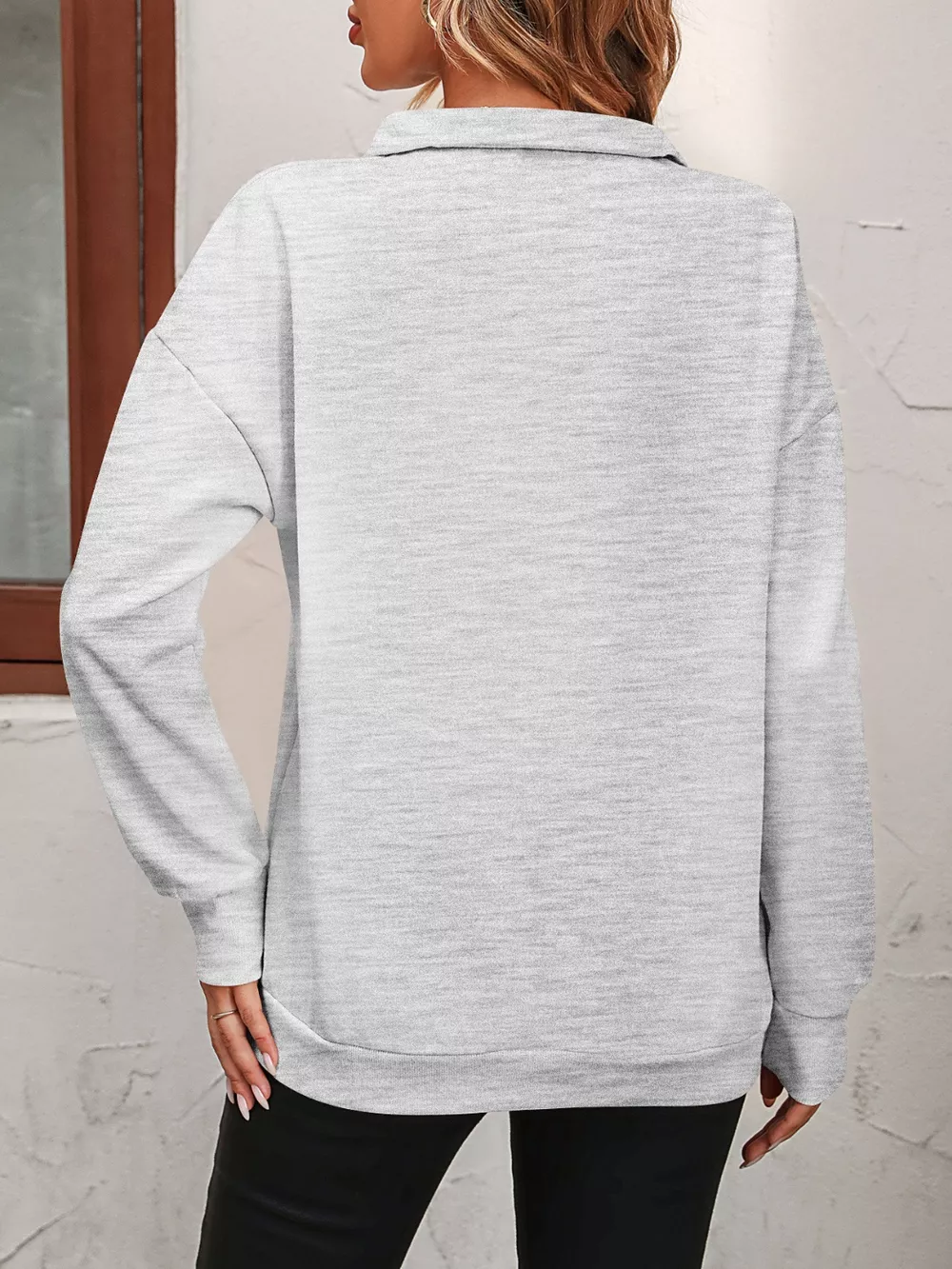 Quarter Zip Dropped Shoulder Sweatshirt, image 6