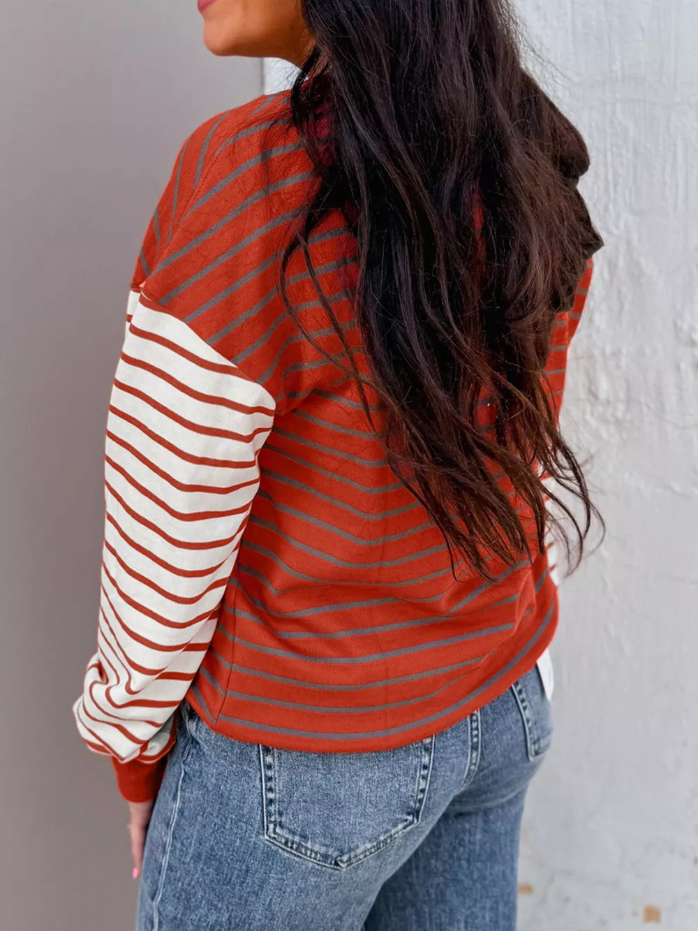 Striped Color Block Long Sleeve Sweatshirt, image 2