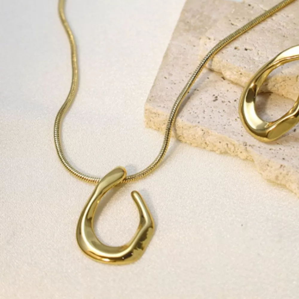 18K Gold-Plated Geometric Necklace, image 4