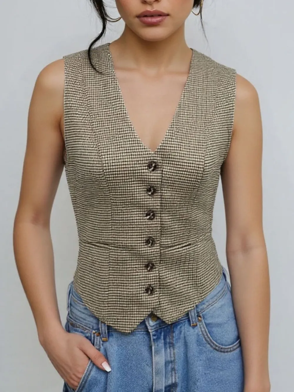 Plaid Button Down Vest, image 2