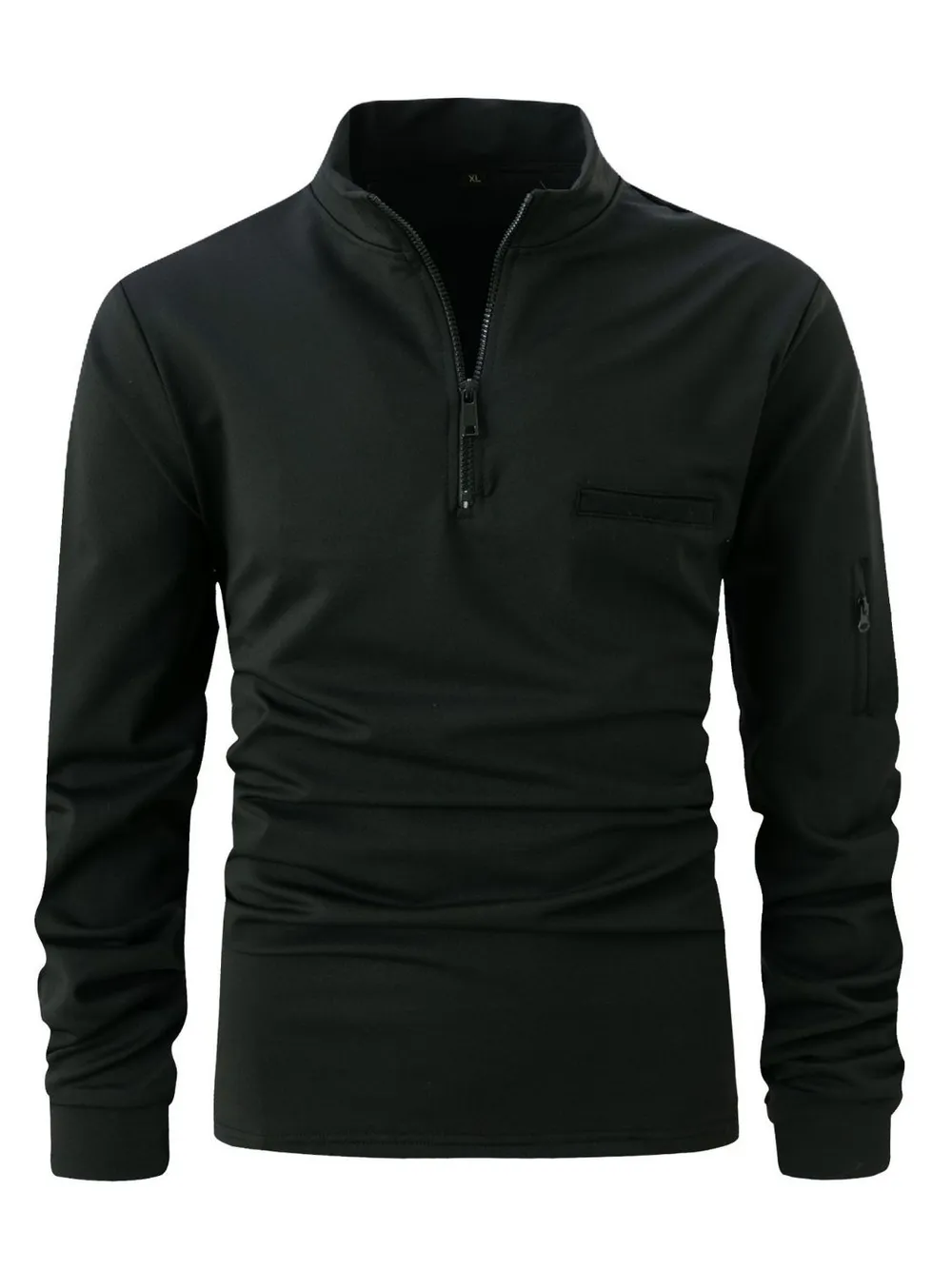 Men's Full Size Quarter Zip Long Sleeve Polo Plus Size, image 5