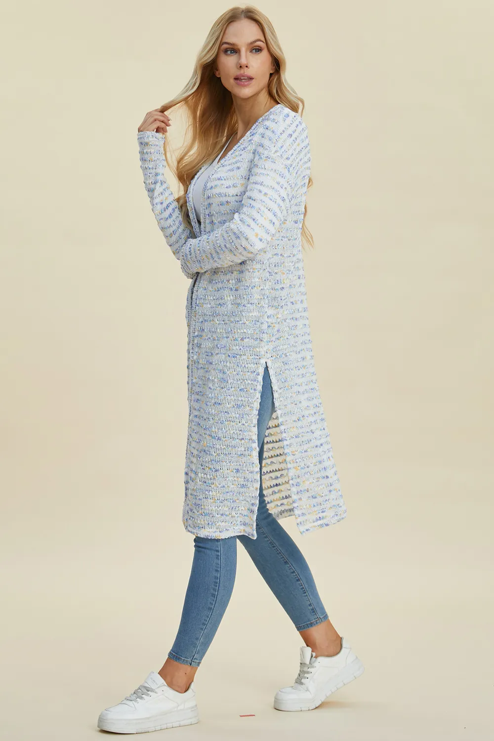 Full Size Open Front Longline Cardigan, image 3