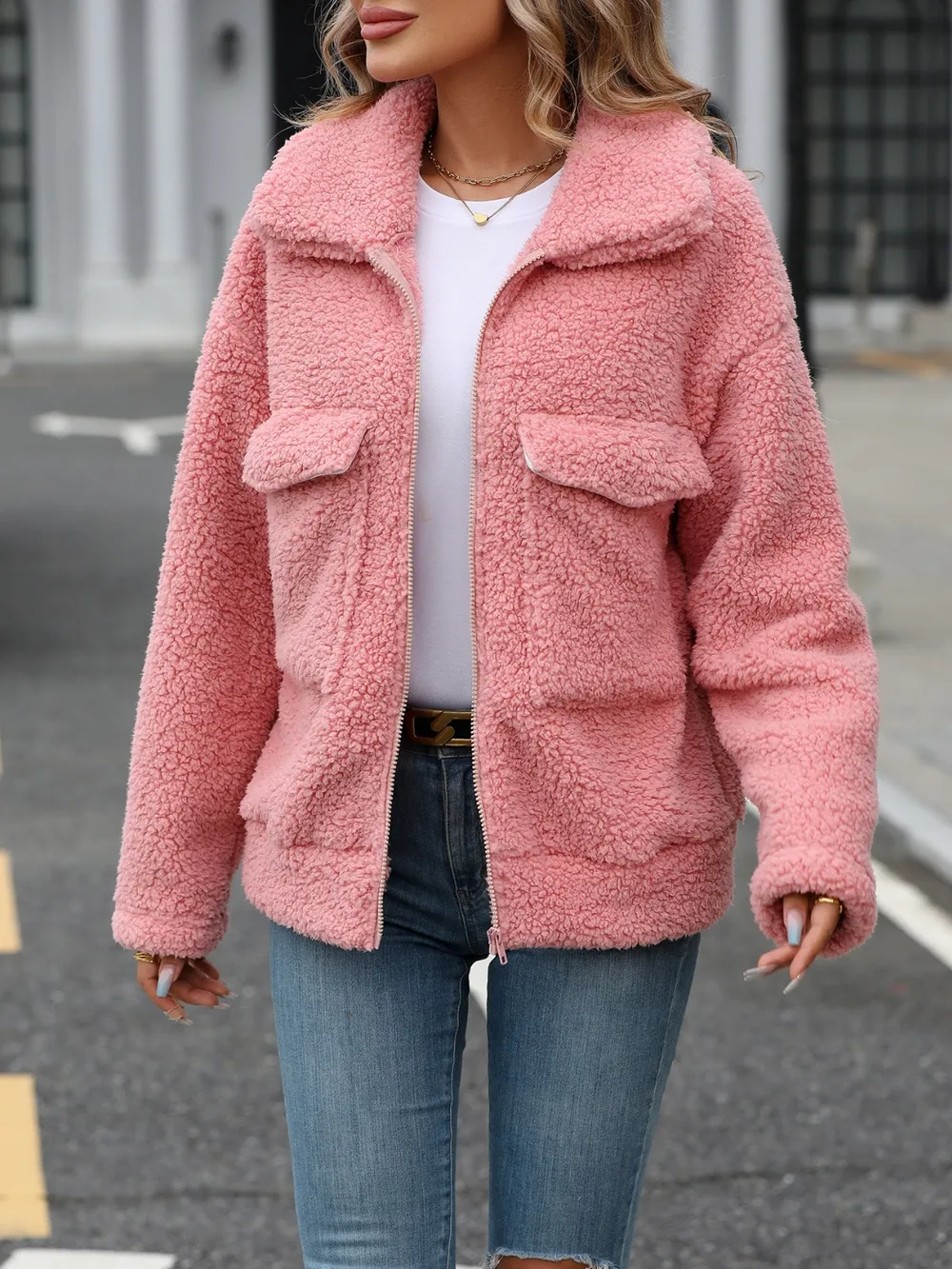 Zip Up Long Sleeve Plush Jacket, image 5
