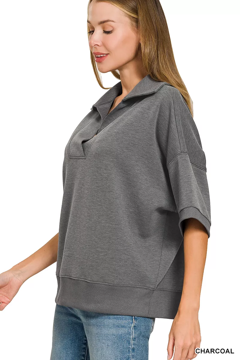 Scuba Collared Short Sleeve Pullover & Center Seam Pants Set, image 9