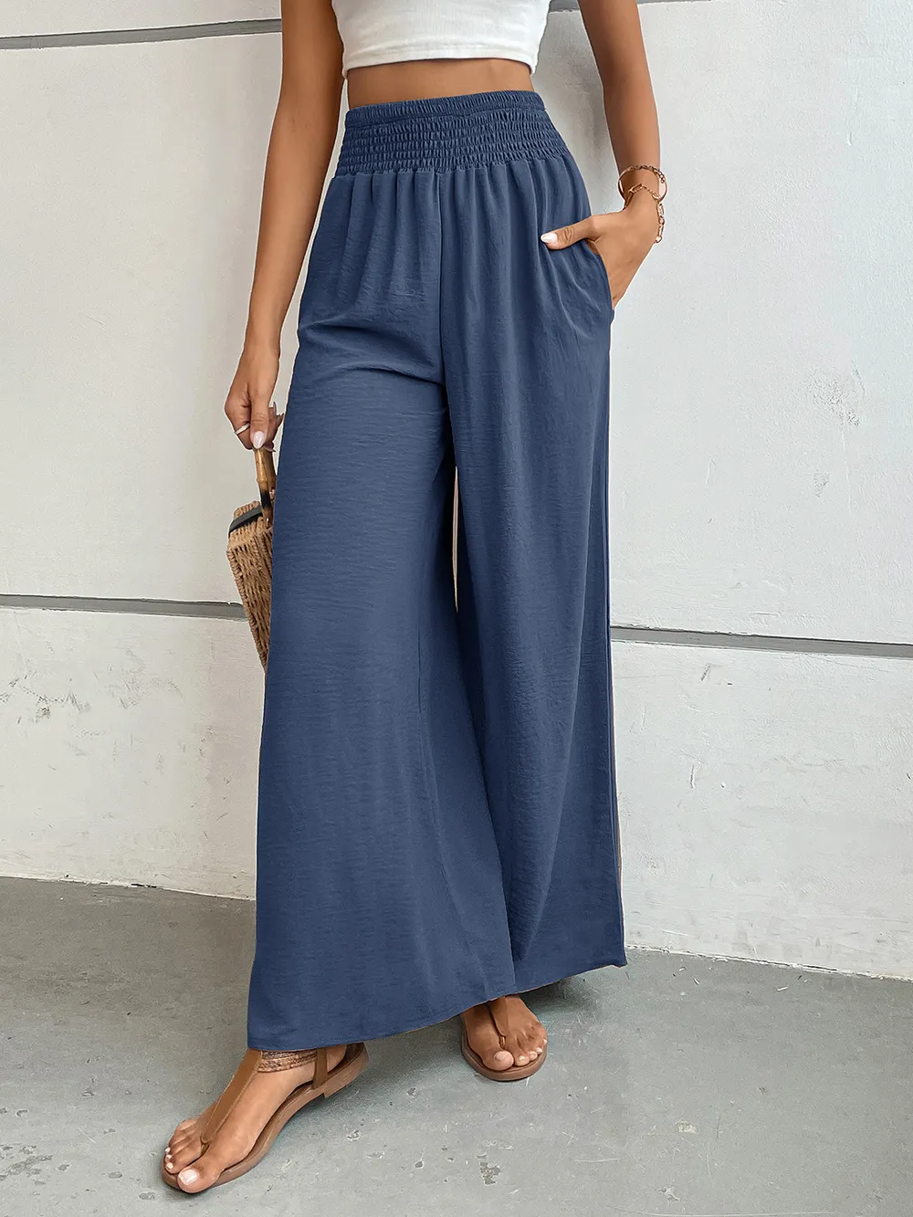 Wide Leg Pants with Pockets, image 4