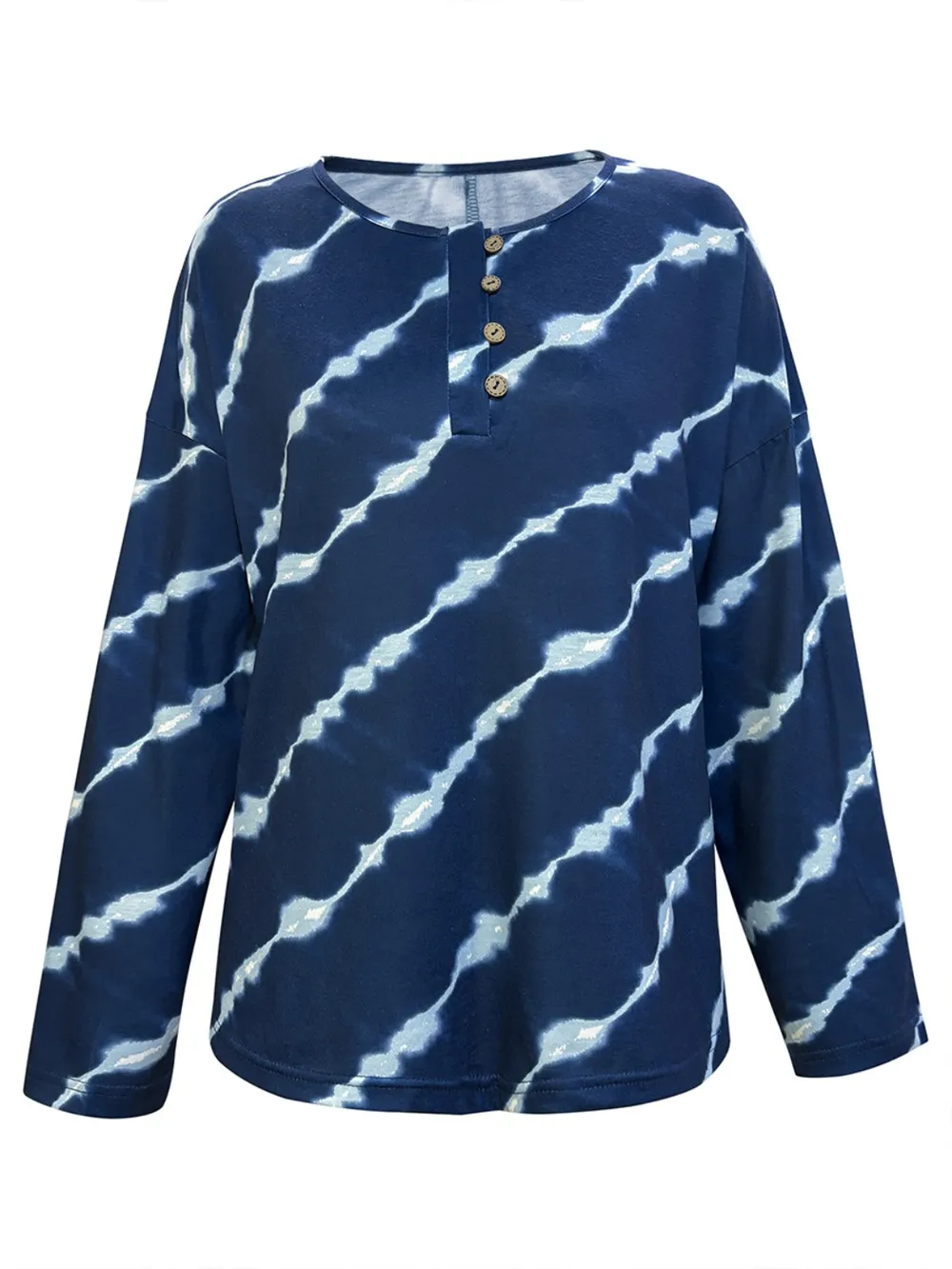 Striped Round Neck Long Sleeve T-Shirt, image 2
