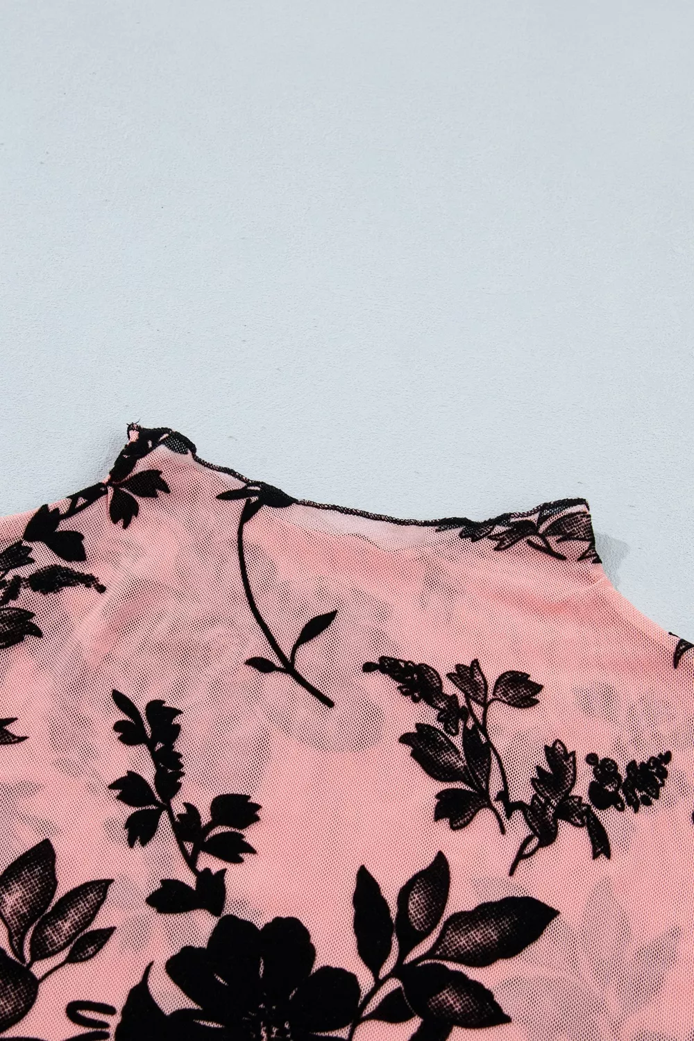 Floral Print Mesh Long Sleeve Pullover Blouse, image 8