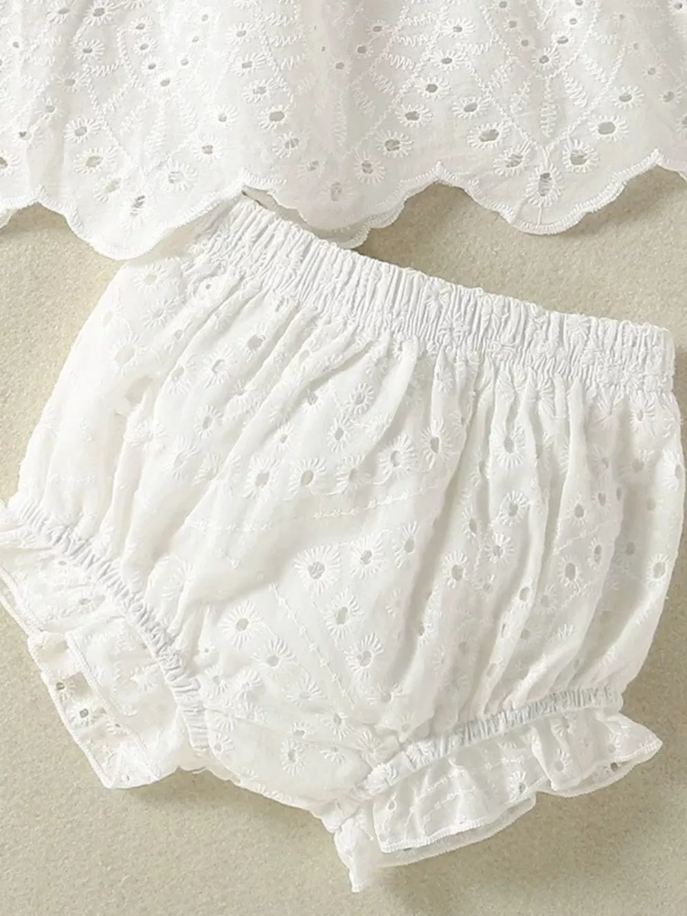 Children's Eyelet Embroidered Ruffled Top and Shorts Set, image 5