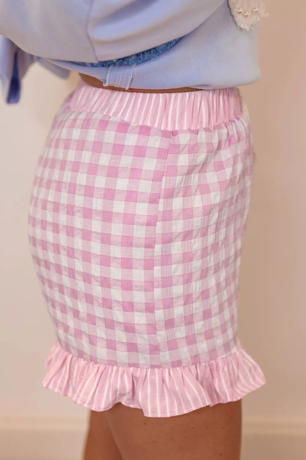 Gingham Ruffle Hem Shorts, image 3