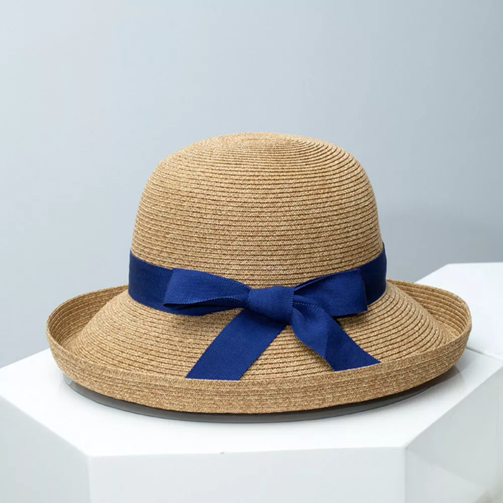 Straw Sun Hat with Ribbon Accent, image 5