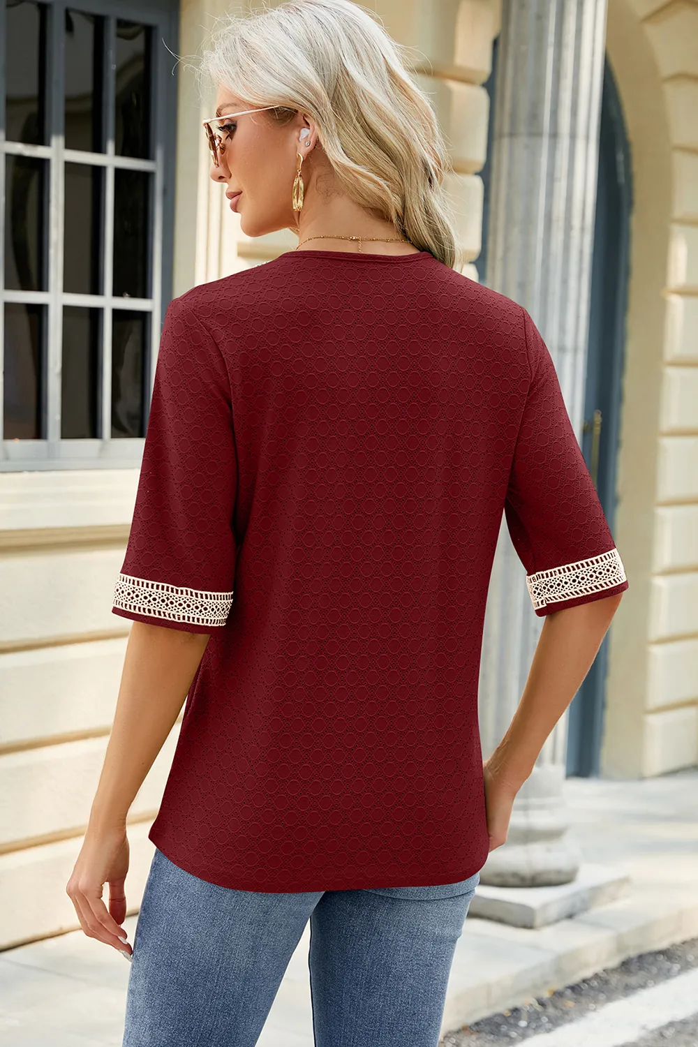 V-Neck Half Sleeve T-Shirt, image 3