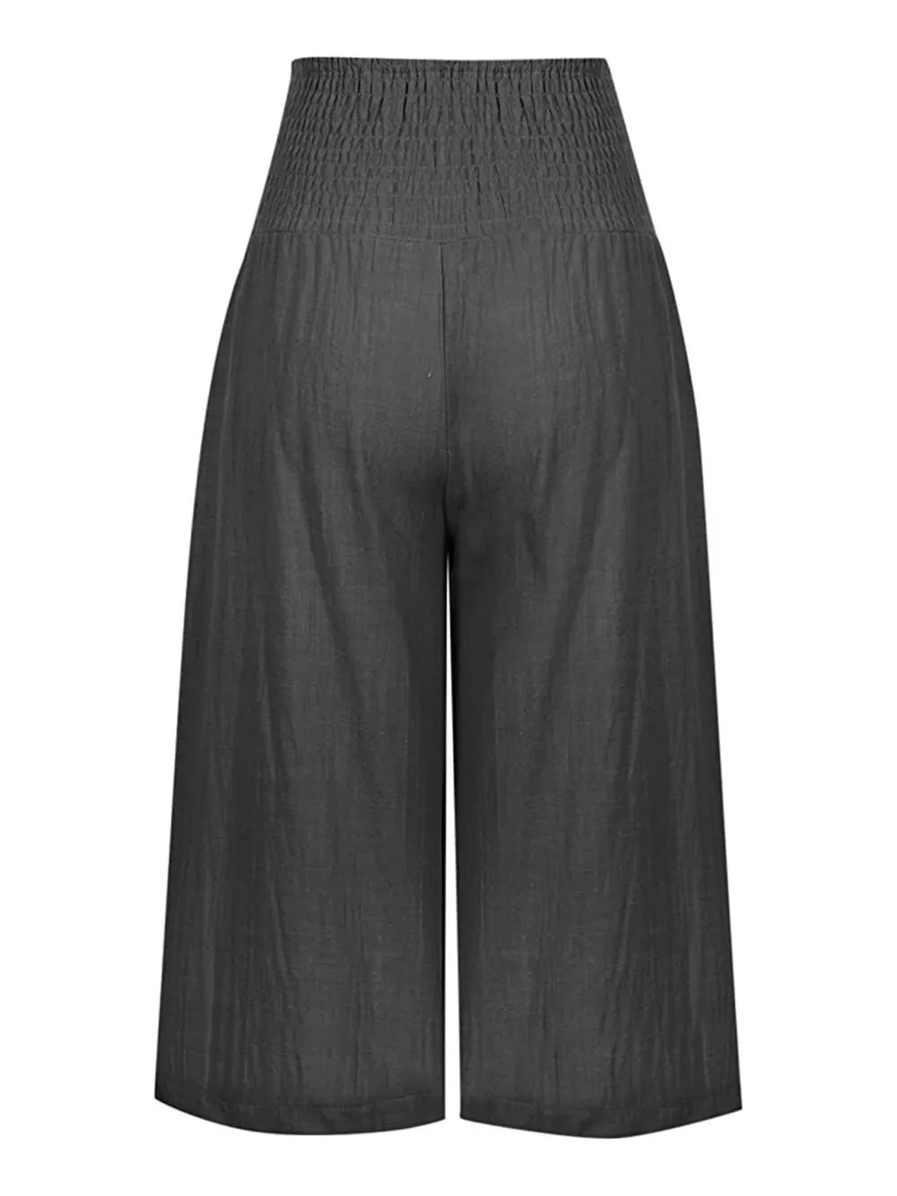 Smocked Wide-Leg Capri Pants, image 6