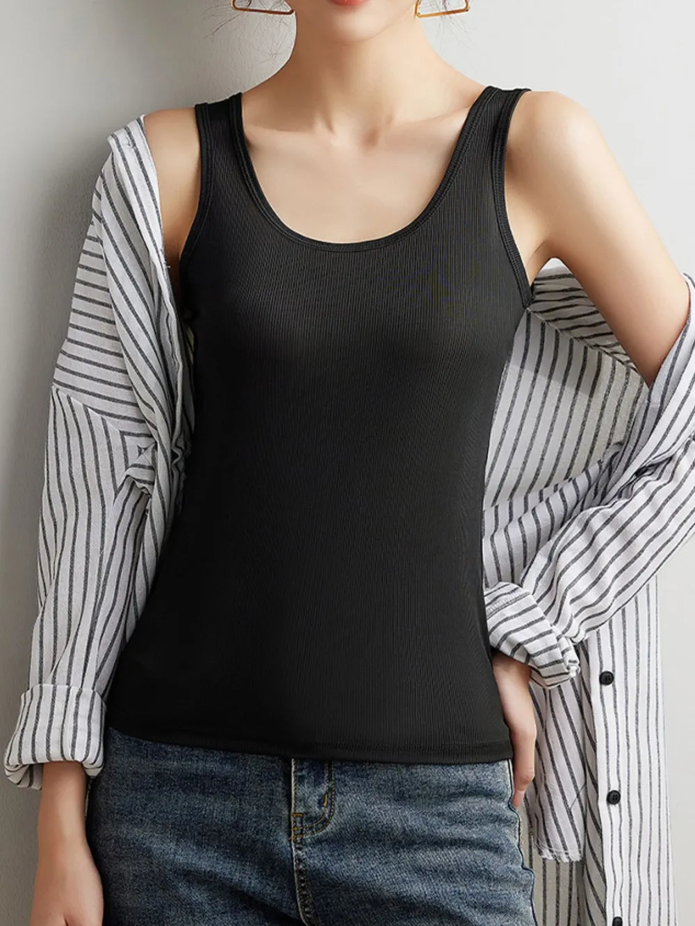 Plus Size Ribbed Scoop Neck Tank Top, image 12