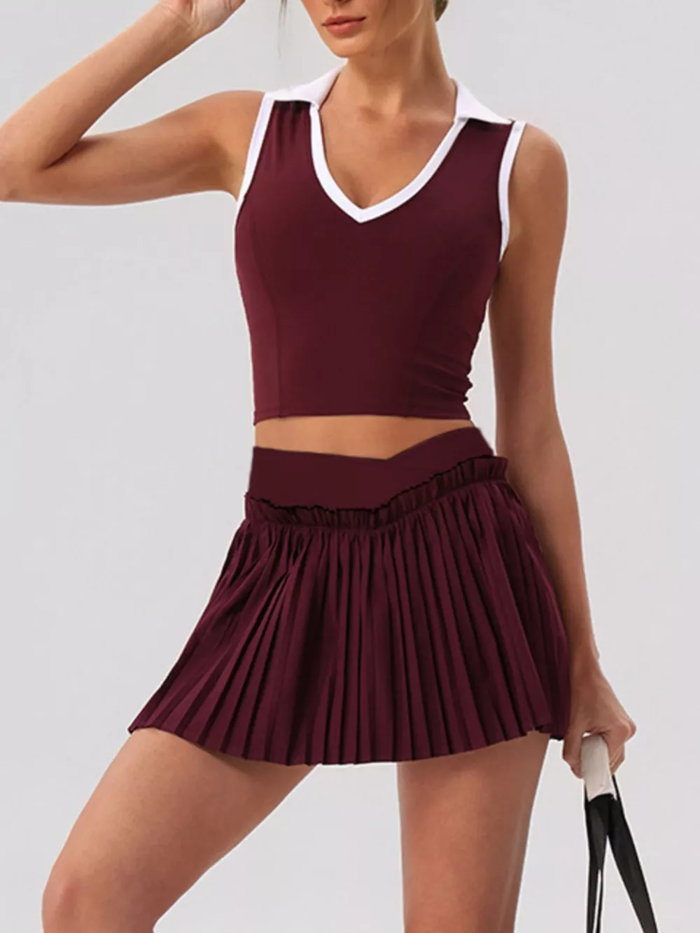 Sleeveless Top and Pleated Skirt Active Set, image 12