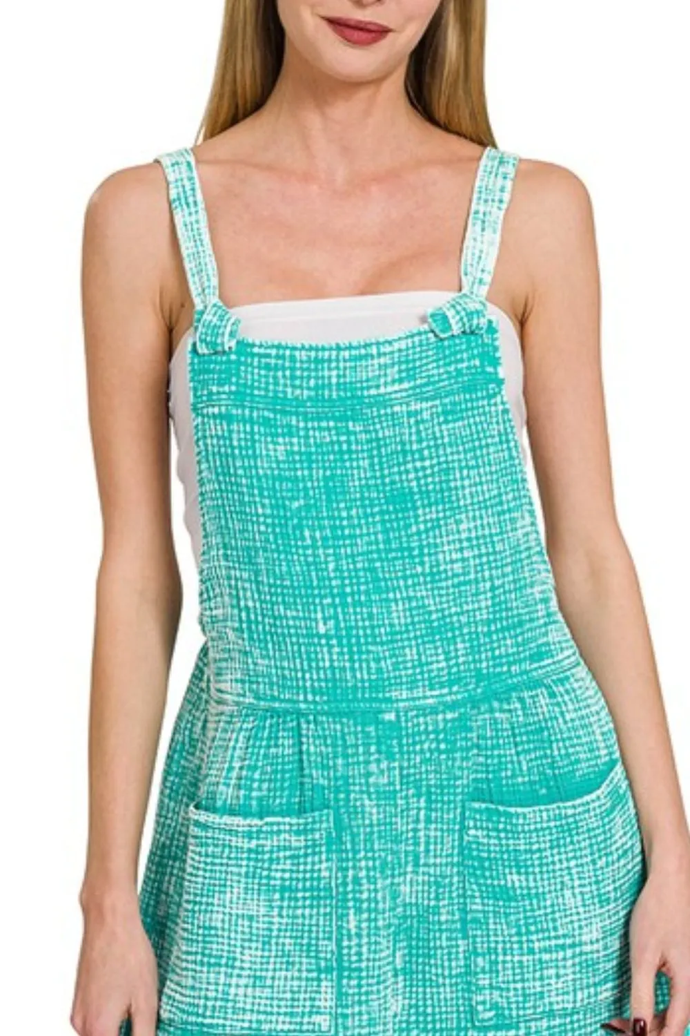 Woven Double Gauze Acid Washed Romper, image 2