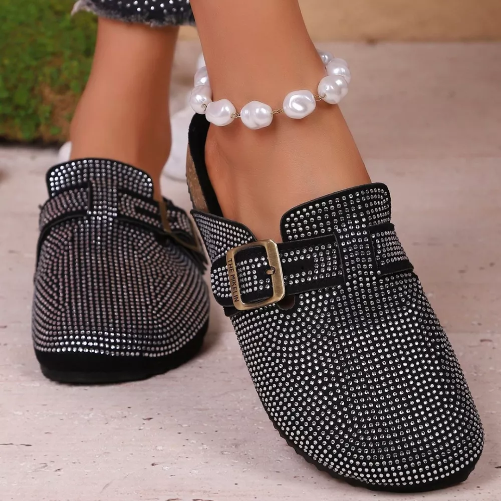 Rhinestone Buckle Accent Slip-Ons, image 2