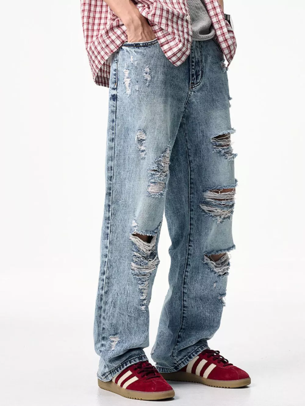 Men's Distressed Wide Leg Jeans, image 6