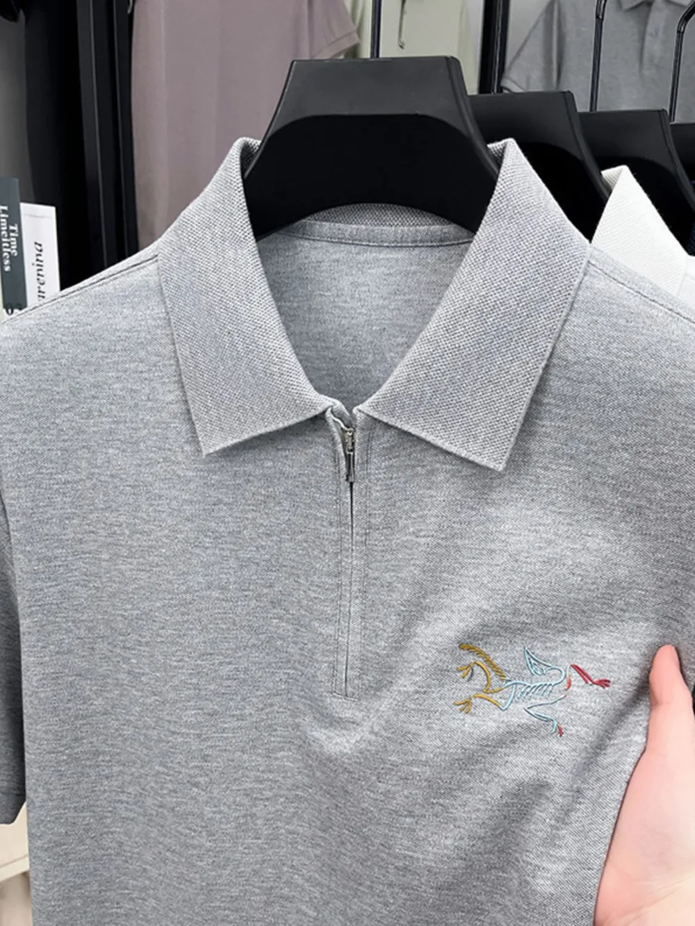 Men's Quarter Zip Short Sleeve Polo, image 4