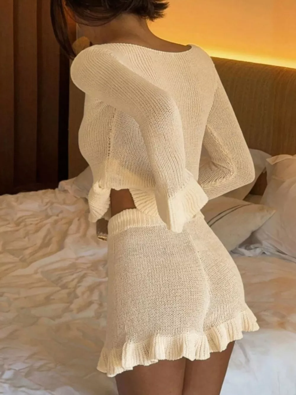 Button Up Cardigan and Shorts Sweater Set, image 5