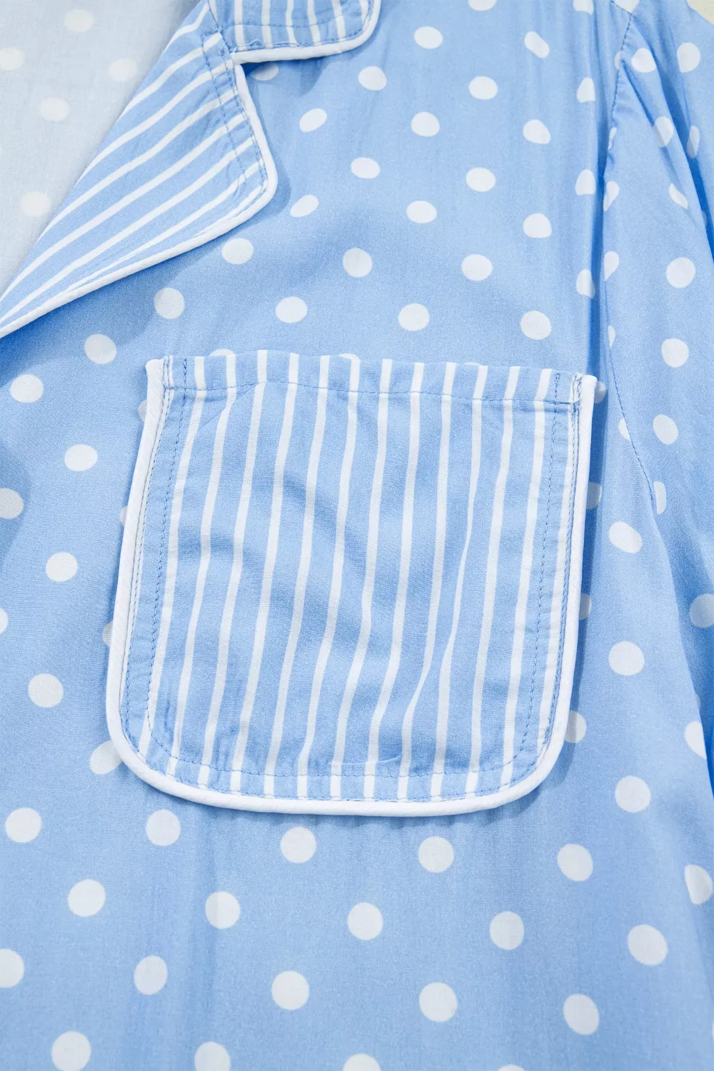 Dotted Print Soft Short Pajama Set, image 7