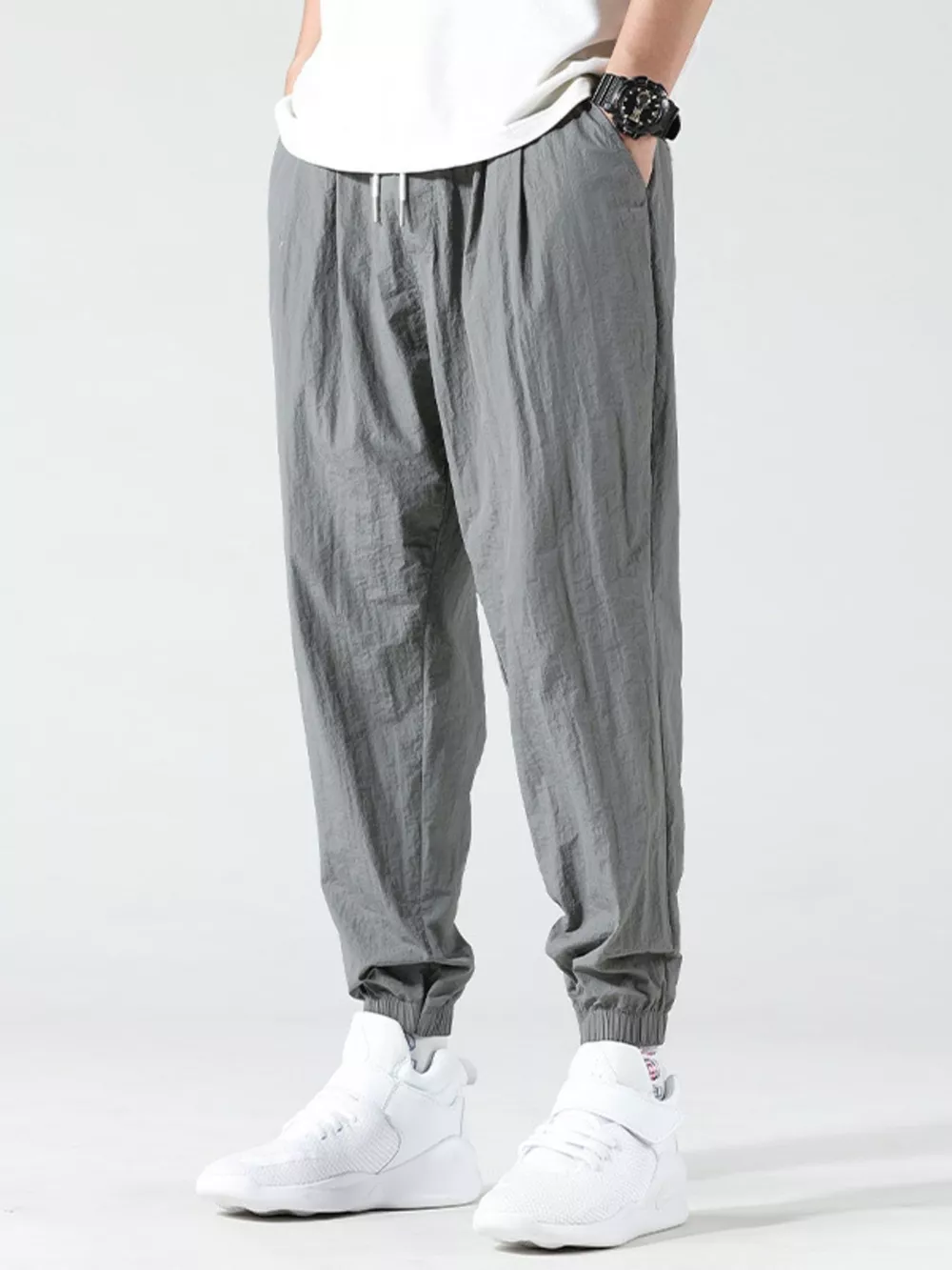 Men's Plus Size Drawstring Loose Fit Joggers, image 2