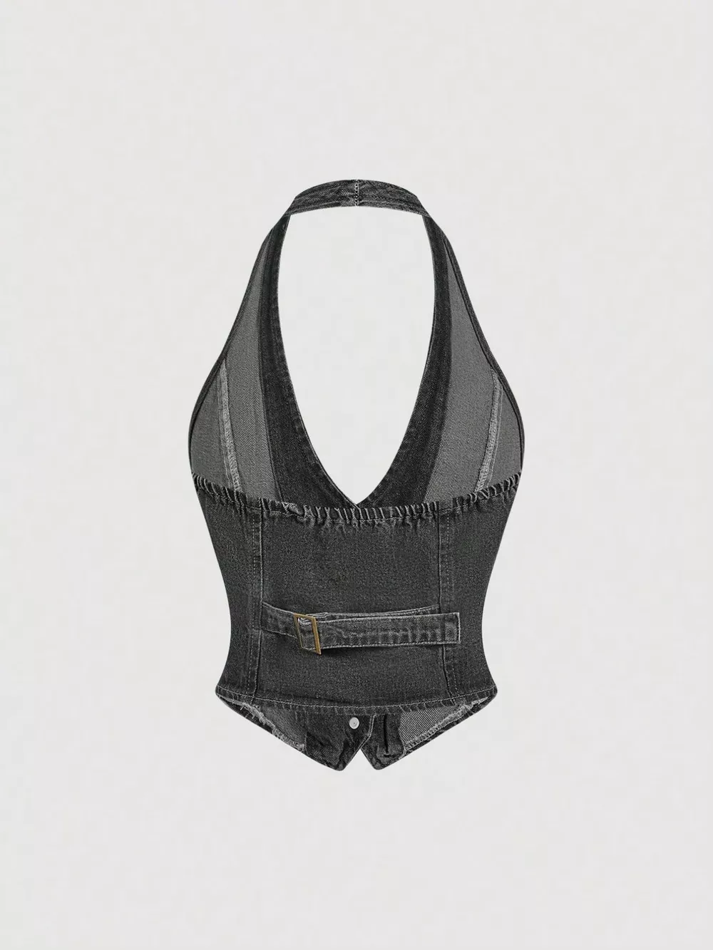Halter Neck Denim Vest and Wide-Leg Jeans Set, image 14