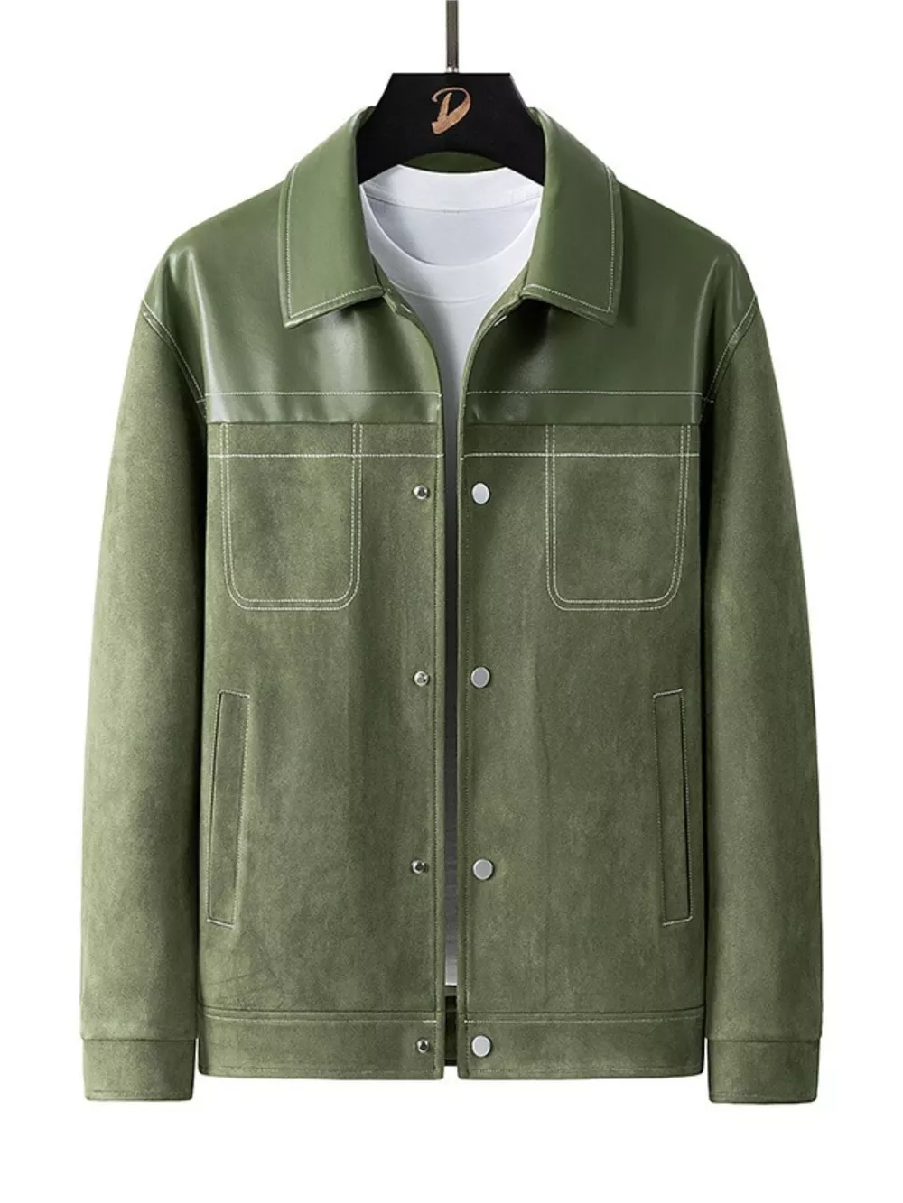 Men's Plus Size Snap Down Long Sleeve Shacket